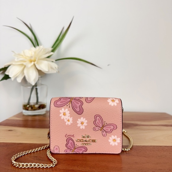 Coach Handbags - NWT Coach Mini Wallet On A Chain With Lovely Butterfly Print